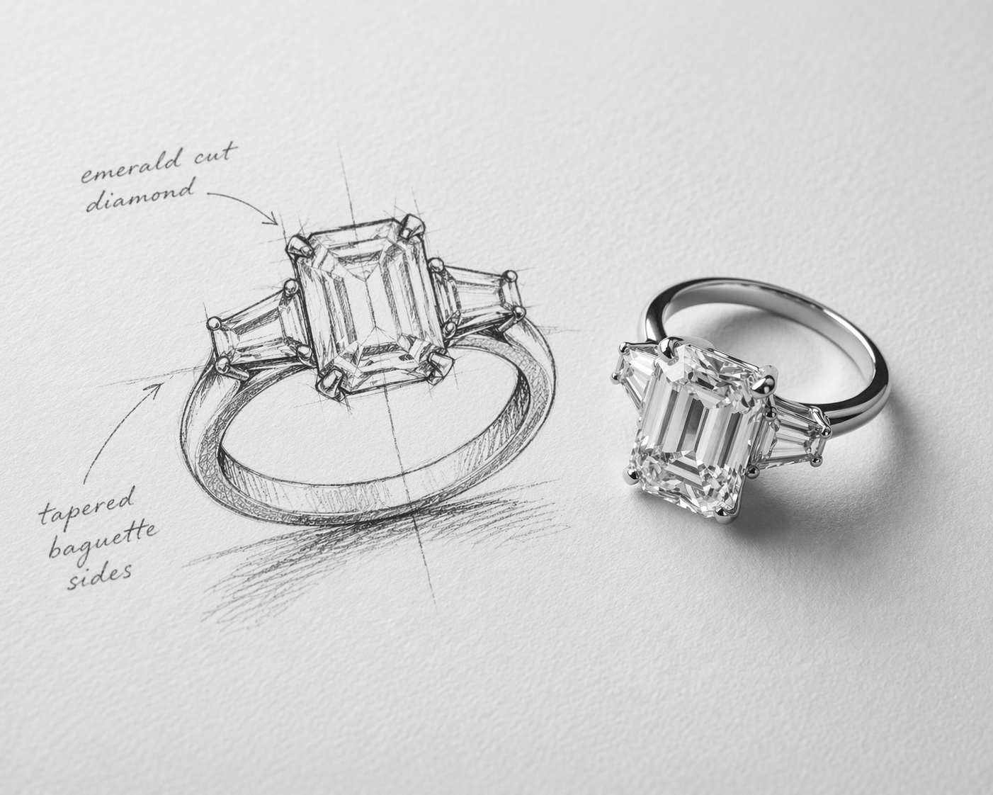 Ladfox ring sketch and finished ring